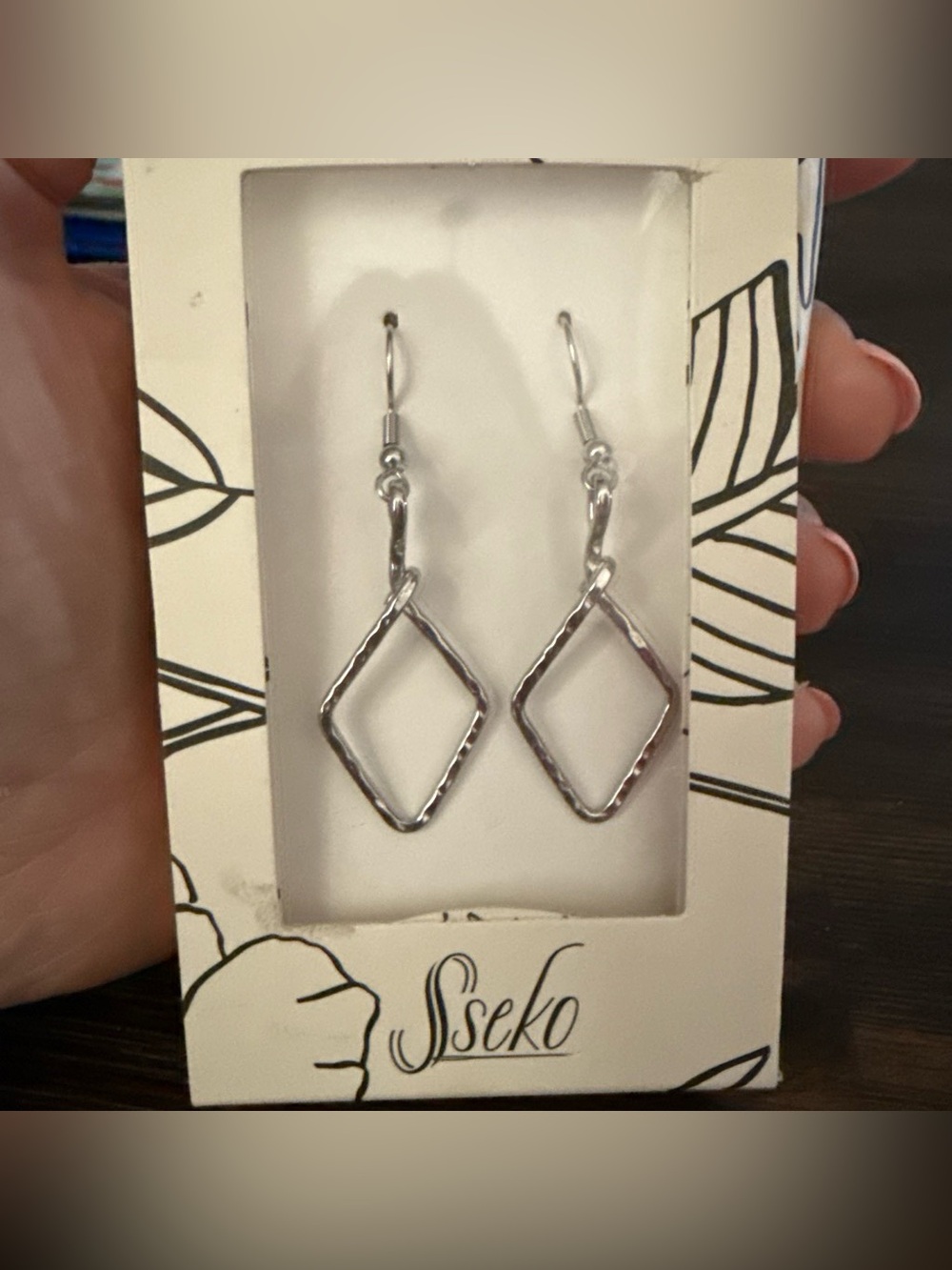 $5 for $25 -Sseko Silver Open Diamond Drop Earrings